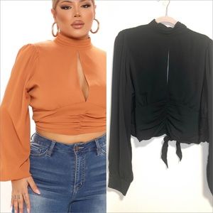 Black v-neck satin blouse